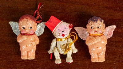 Lot 1344 - A collection of three celluloid Christmas decorations