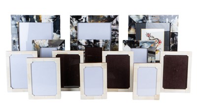 Lot 1313 - A collection of thirteen bone and horn-veneered picture frames