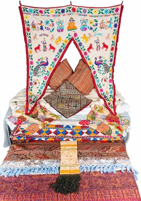 Lot 499 - A group of antique Indian paisley throws and cushions