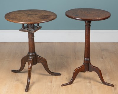 Lot 1341 - Two George III oak wine tables