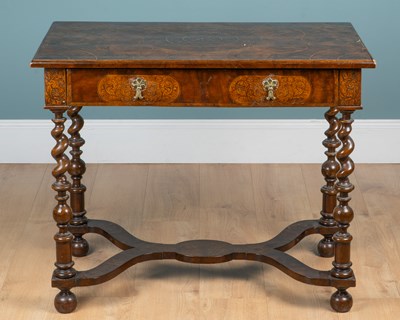 Lot 1129 - A William & Mary walnut oyster veneered side table