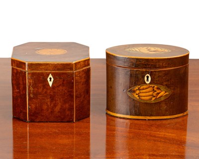 Lot 392 - Two Georgian mahogany tea caddies