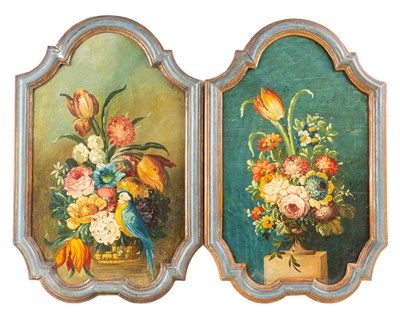 Lot 549 - A pair of Continental painted panels