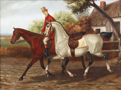 Lot 233 - Kiss Csaba (b.1945) Huntsman with two horses...