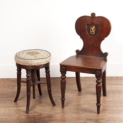 Lot 11 - Mahogany hall chair 19th Century, with an...