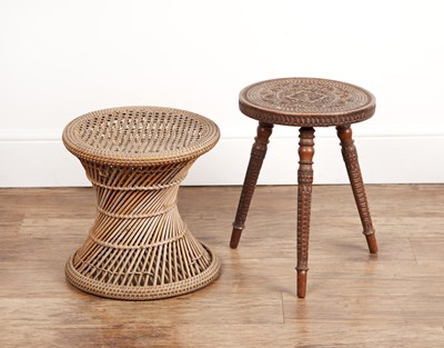 Lot Two stools one on tripod supports with a...
