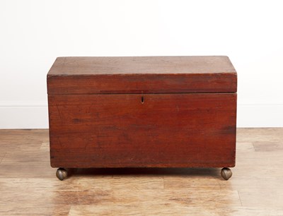 Lot 38 - Teak trunk 19th Century, of plain form, 91cm...