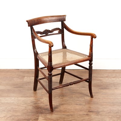 Lot 21 - Ash armchair with traces of painted decoration...