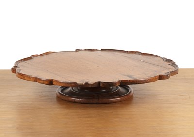 Lot 58 - Oak lazy Susan Victorian, with a shaped border,...