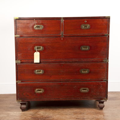 Lot 3 - Large mahogany campaign chest Victorian, with...