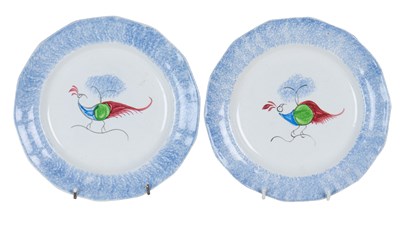 Lot 1213 - A pair of Staffordshire Pearlware 'Peafowl' plates