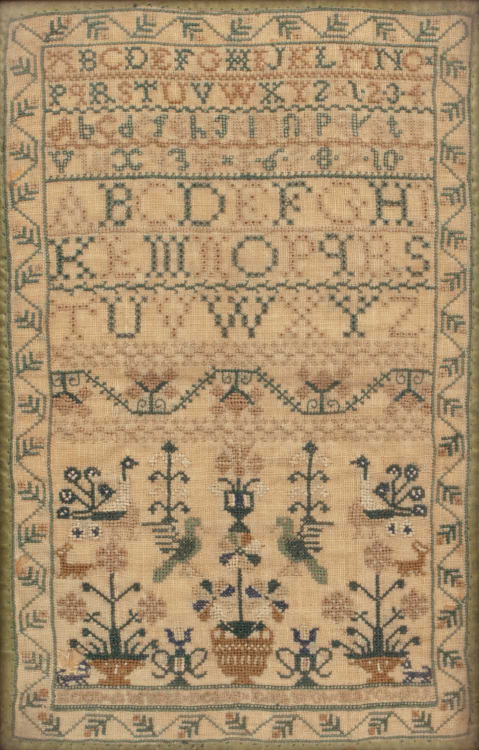 Lot 223 - Scottish antique needlework sampler Worked in...