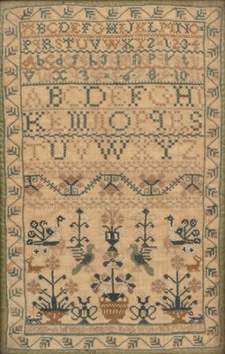 Lot 223 - Scottish antique needlework sampler Worked in...