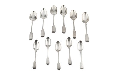 Lot 747 - A set of five early Victorian silver fiddle...