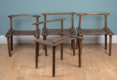 Lot 521 - Four tribal Baule chairs from the Ivory Coast