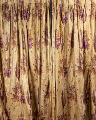 Lot 302 - A pair of brown interlined curtains