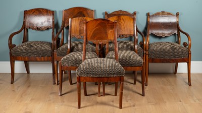 Lot 514 - A composed suite of 19th century Russian Empire mahogany salon chairs