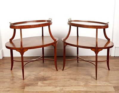 Lot 29 - Pair of tray top Sheraton revival satinwood...