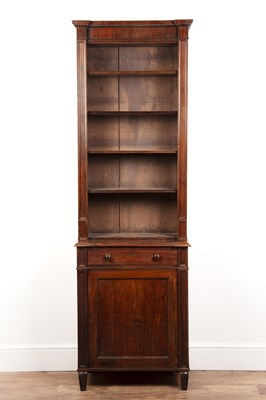 Lot 53 - Mahogany tall narrow bookcase The top section...