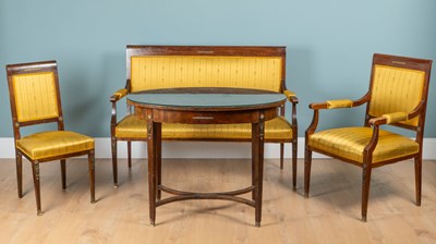 Lot 1366 - A French Empire mahogany suite of salon furniture