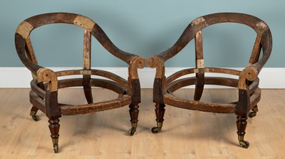 Lot 1375 - A pair of Regency bergère chair frames
