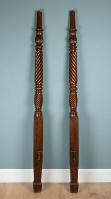 Lot 1322 - A pair of antique mahogany bedposts