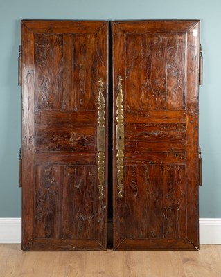 Lot 1112 - A pair of French yew wood armoire doors