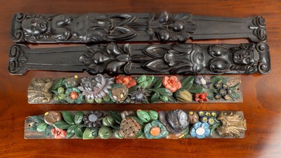 Lot 1007 - Two pairs of carved 17th century and later carved elements