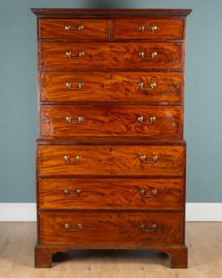 Lot 1388 - A George III mahogany chest on chest