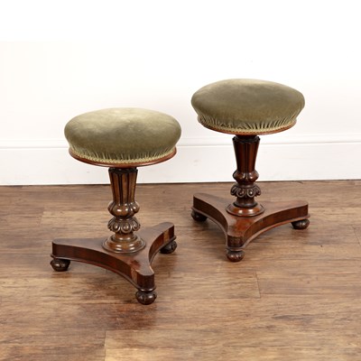 Lot 72 - Pair of mahogany-framed stools Victorian, with...