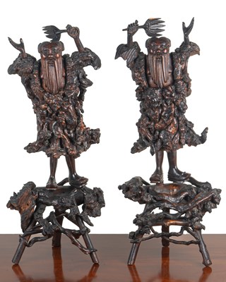 Lot 1387 - A pair of Chinese root carvings of immortals