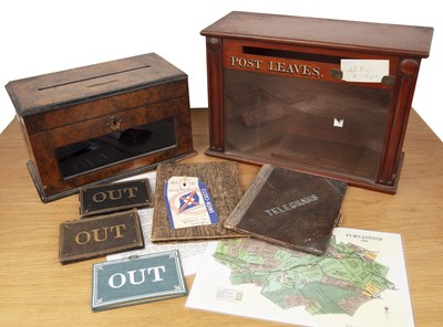 Lot 216 - Walnut post box circa 1900, 31cm wide and a...