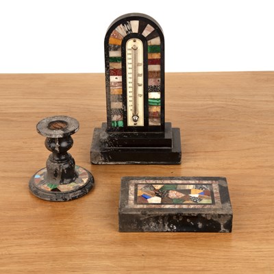 Lot 219 - Slate desk set with variegated lapis and...