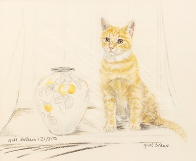 Lot 137 - Gill Evans (British, b. 1939) 'Marmalade Cat',...