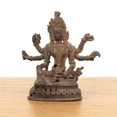 Lot Copper-alloy figure of Vasudhara Tibet,...