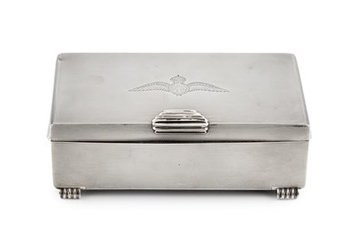 Lot 716 - A George VI silver rectangular cigarette box,...
