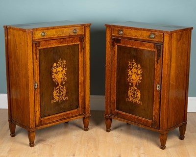 Lot 58 - A pair of 19th century Continental walnut cabinets