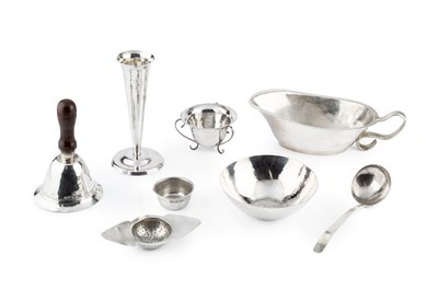 Lot 723 - A silver sauce boat, of plain oval form with...