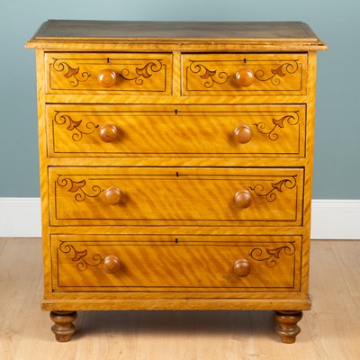 Lot 1054 - A Victorian scumble and line-decorated pine chest of drawers