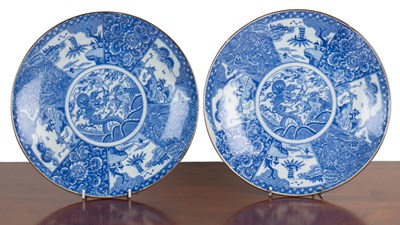 Lot 456 - A pair of Japanese blue and white chargers