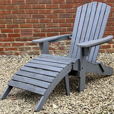 Lot 1444 - A grey-painted garden lounger chair