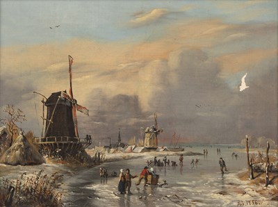 Lot 270 - Andreas Schelfhout (1787-1870) Skaters on a...