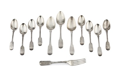Lot 733 - A set of eight Victorian silver fiddle pattern...
