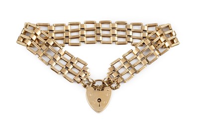 Lot 2 - A gate-link bracelet, with 9ct gold padlock...