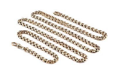 Lot 11 - A belcher-link long chain, stamped '9C', with...