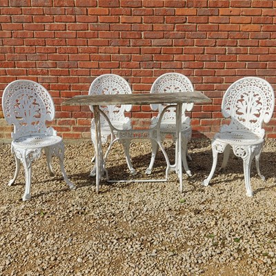 Lot 1436 - A set of white-painted aluminium garden furniture
