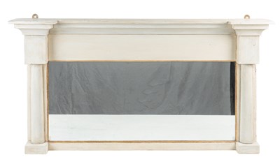 Lot 510 - An antique cream and gilded Swedish overmantel mirror