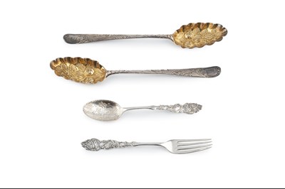 Lot 734 - A pair of early George III silver tablespoons,...