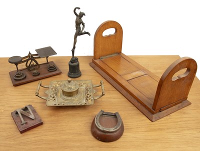 Lot 230 - Group of pieces including a bronze model of...