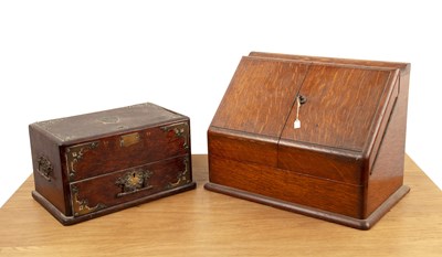 Lot 234 - Oak stationary cabinet Victorian, with label...
